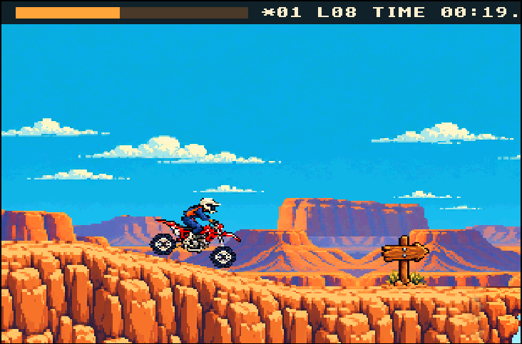 A Canyon Rider bike jumping across the desert canyon