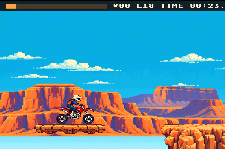 Canyon Rider jumping a gap on Level 18