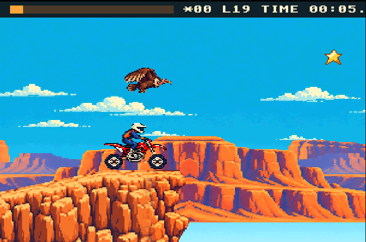 Canyon Rider riding below a flying creature on Level 19